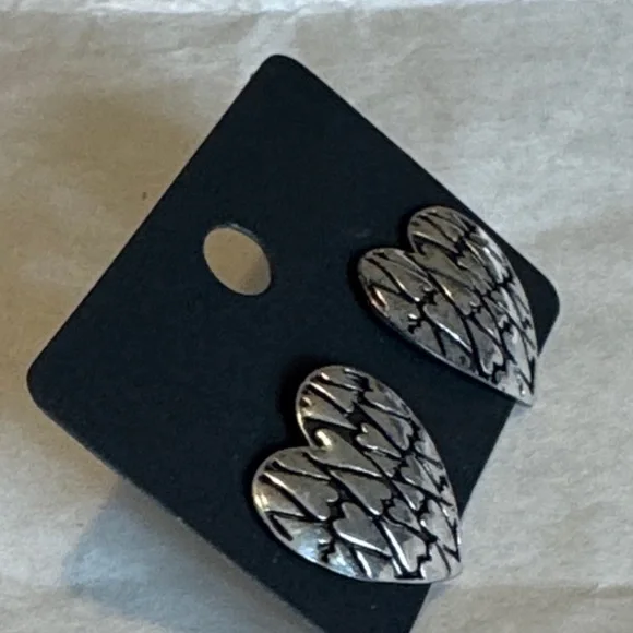 Silver Heart Earrings For Pierced Ears - Picture 4 of 12